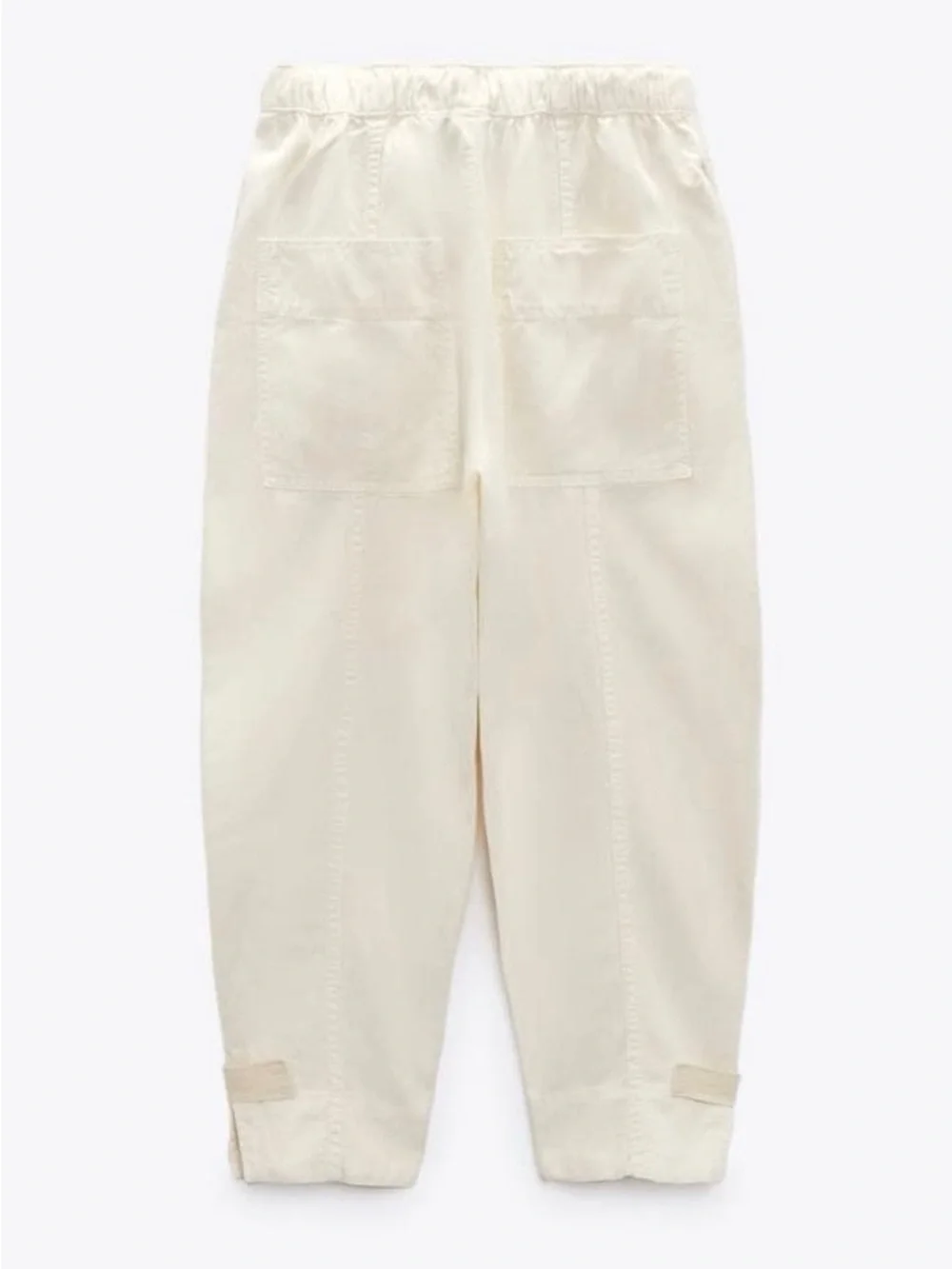 Zara Cream Drawstring Tapered Trousers